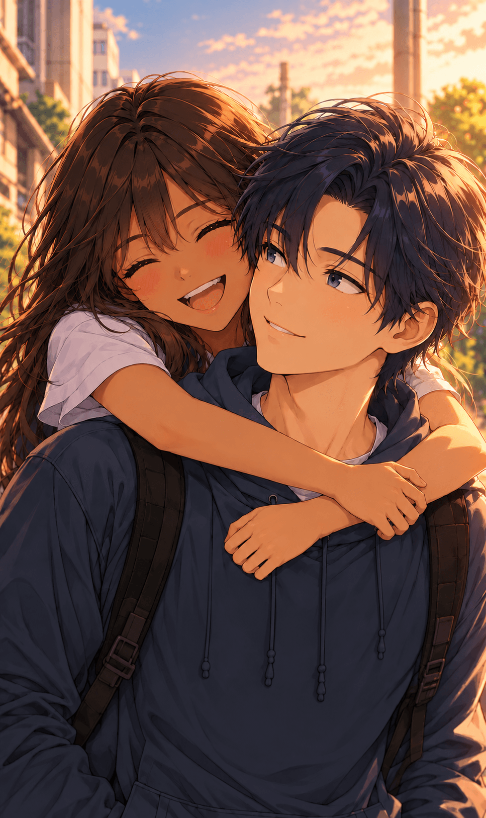 Kazuki and Mari walking together